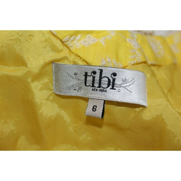 Tibi New York Yellow Halter Sundress Eyelet Crochet Trim Side Pockets Size 6 - Picture 4 of 5